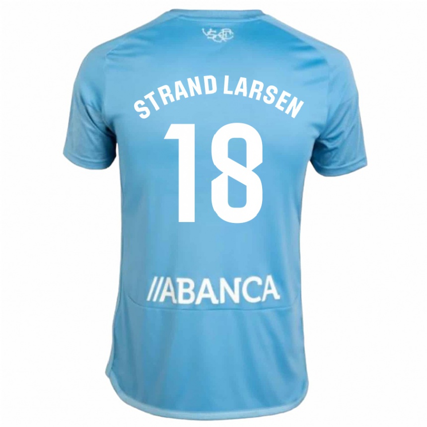 Hombre Fútbol Camiseta Jørgen Strand Larsen #18 Azul 1ª Equipación 2023/24 México