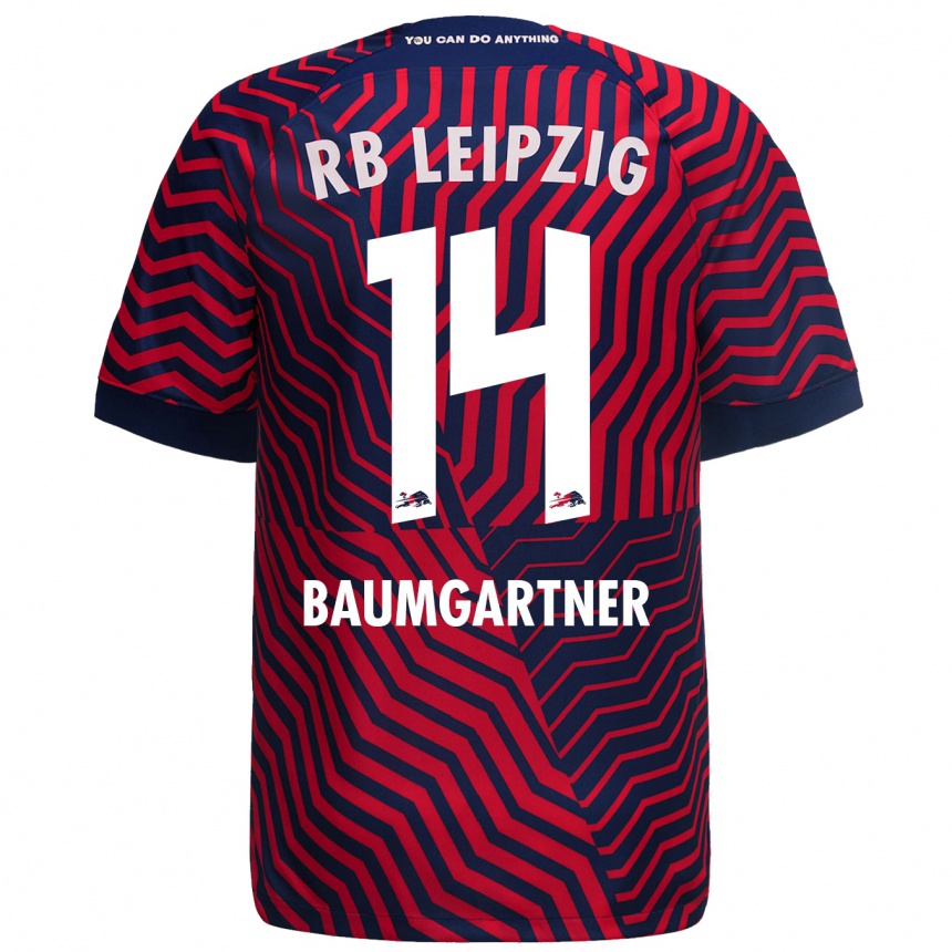 Hombre Fútbol Camiseta Christoph Baumgartner #14 Azul Rojo 2ª Equipación 2023/24 México