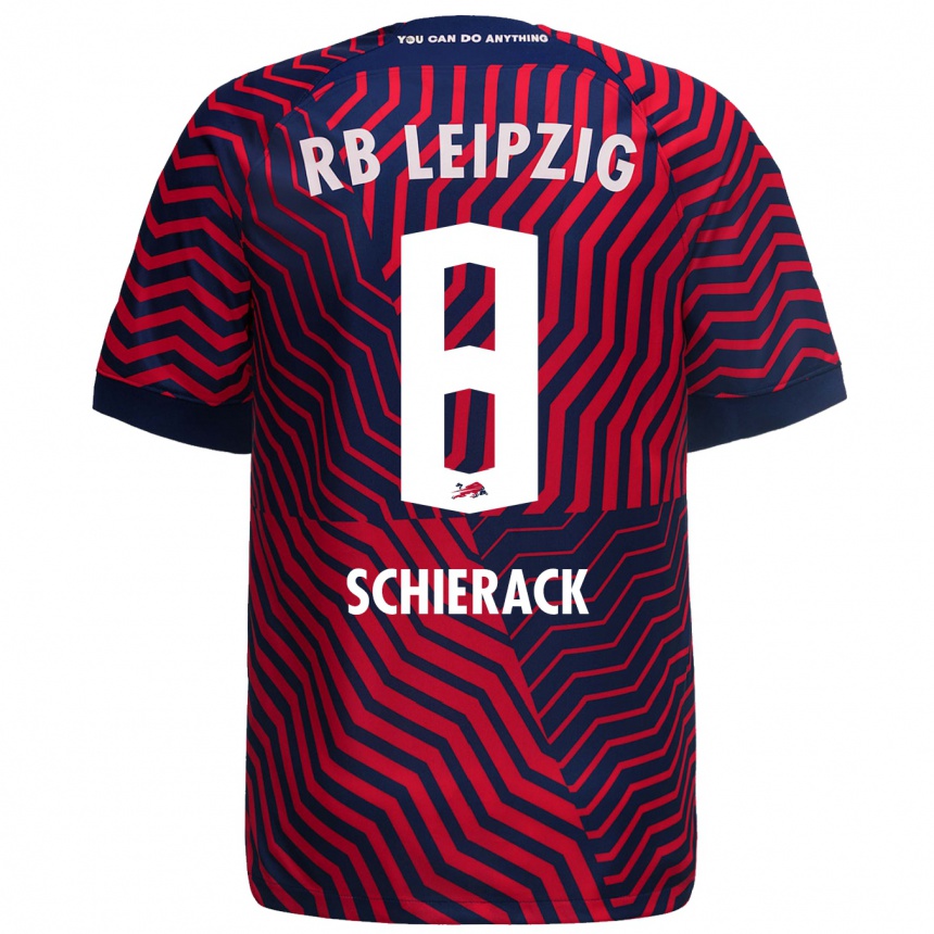 Hombre Fútbol Camiseta Simon Schierack #8 Azul Rojo 2ª Equipación 2023/24 México