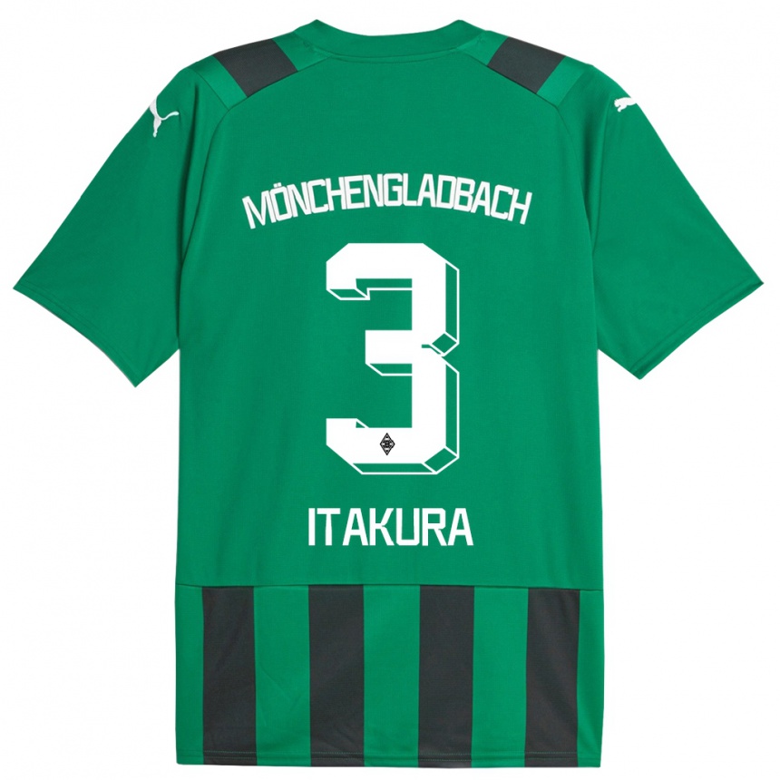 Hombre Fútbol Camiseta Ko Itakura #3 Verde Negro 2ª Equipación 2023/24 México