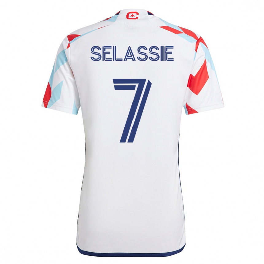 Hombre Fútbol Camiseta Maren Haile-Selassie #7 Blanco Azul 2ª Equipación 2023/24 México