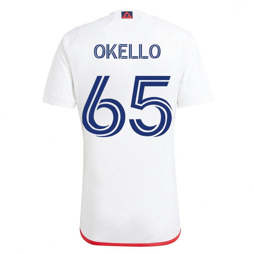 Hombre Fútbol Camiseta Noble Okello #65 Blanco Rojo 2ª Equipación 2023/24 México