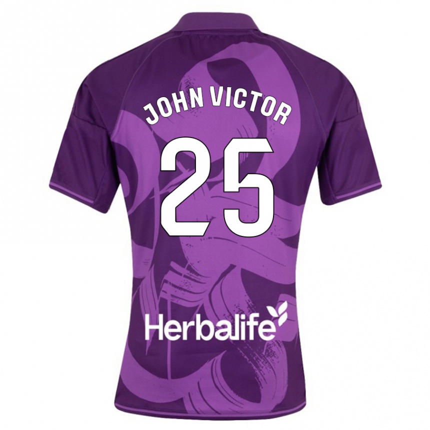 Hombre Fútbol Camiseta John Victor #25 Violeta 2ª Equipación 2023/24 México