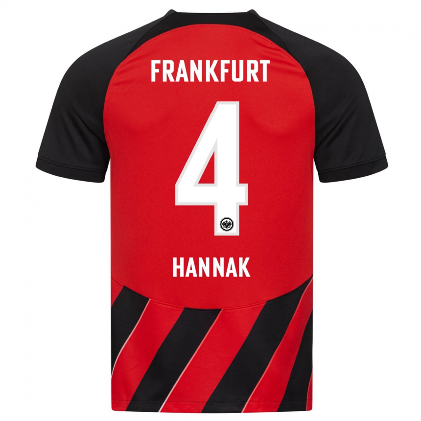 Mujer Fútbol Camiseta Tim Hannak #4 Negro Rojo 1ª Equipación 2023/24 México