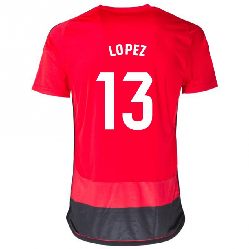 Mujer Fútbol Camiseta Luis López #13 Negro Rojo 1ª Equipación 2023/24 México