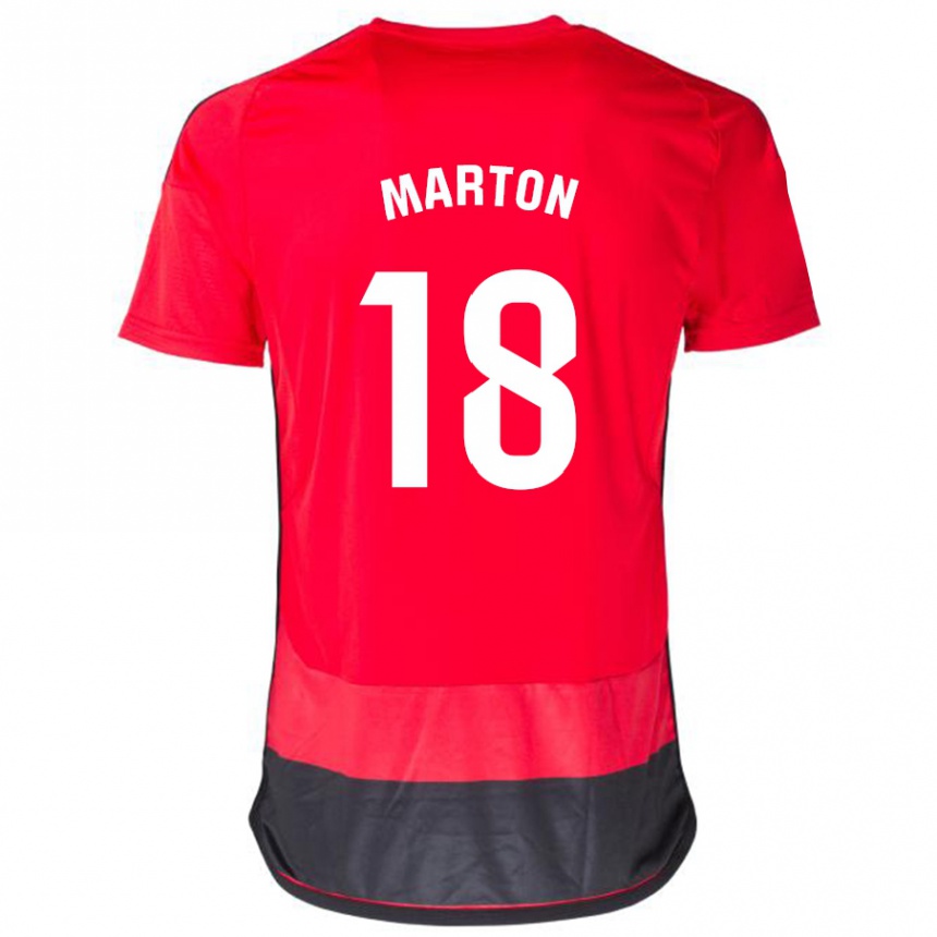 Mujer Fútbol Camiseta Javier Martón #18 Negro Rojo 1ª Equipación 2023/24 México