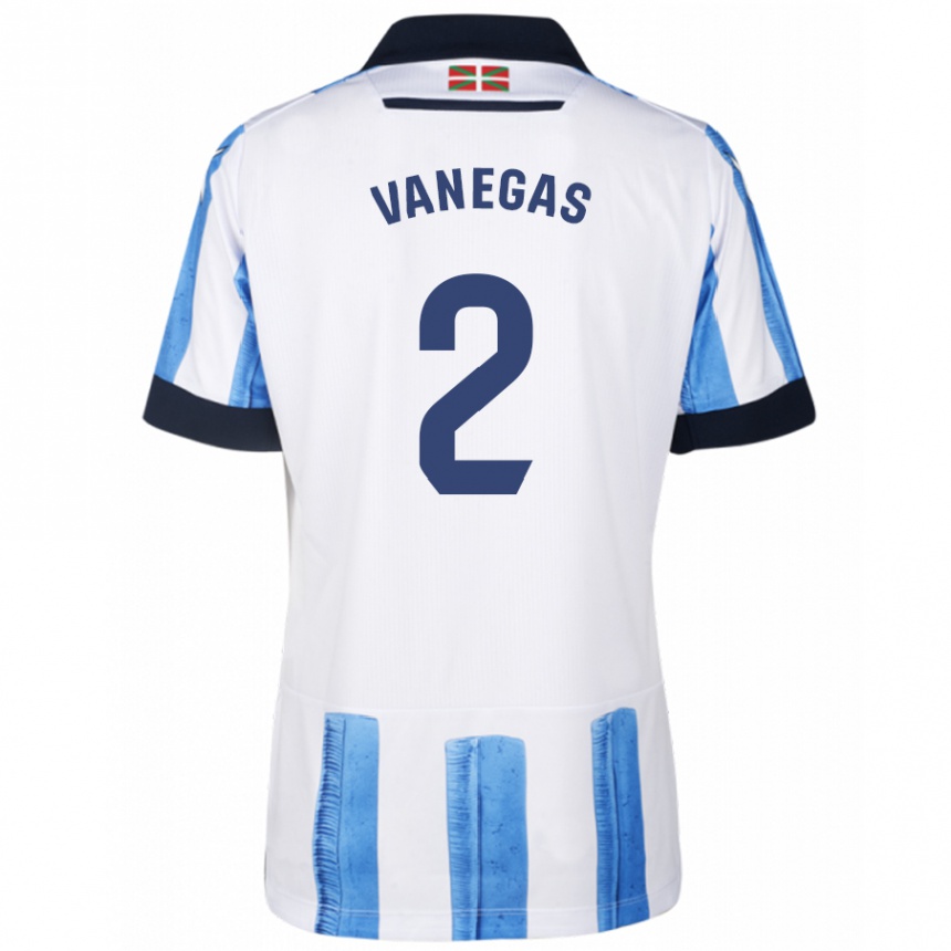 Mujer Fútbol Camiseta Manuela Vanegas Cataño #2 Azul Blanco 1ª Equipación 2023/24 México