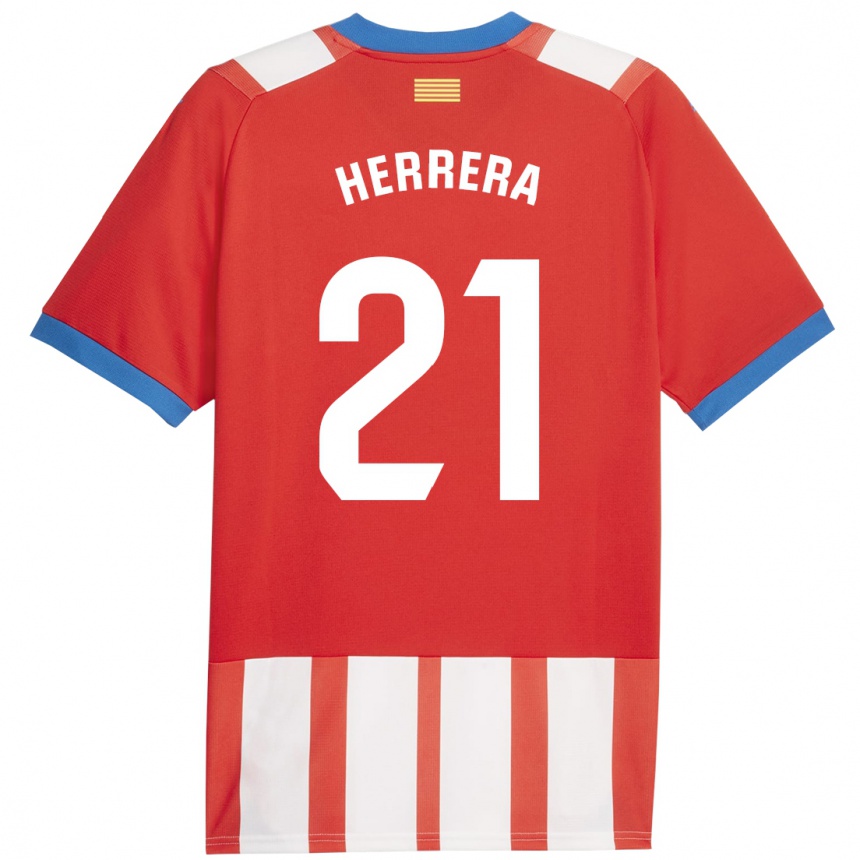 Niño Fútbol Camiseta Yangel Herrera #21 Rojo Blanco 1ª Equipación 2023/24 México