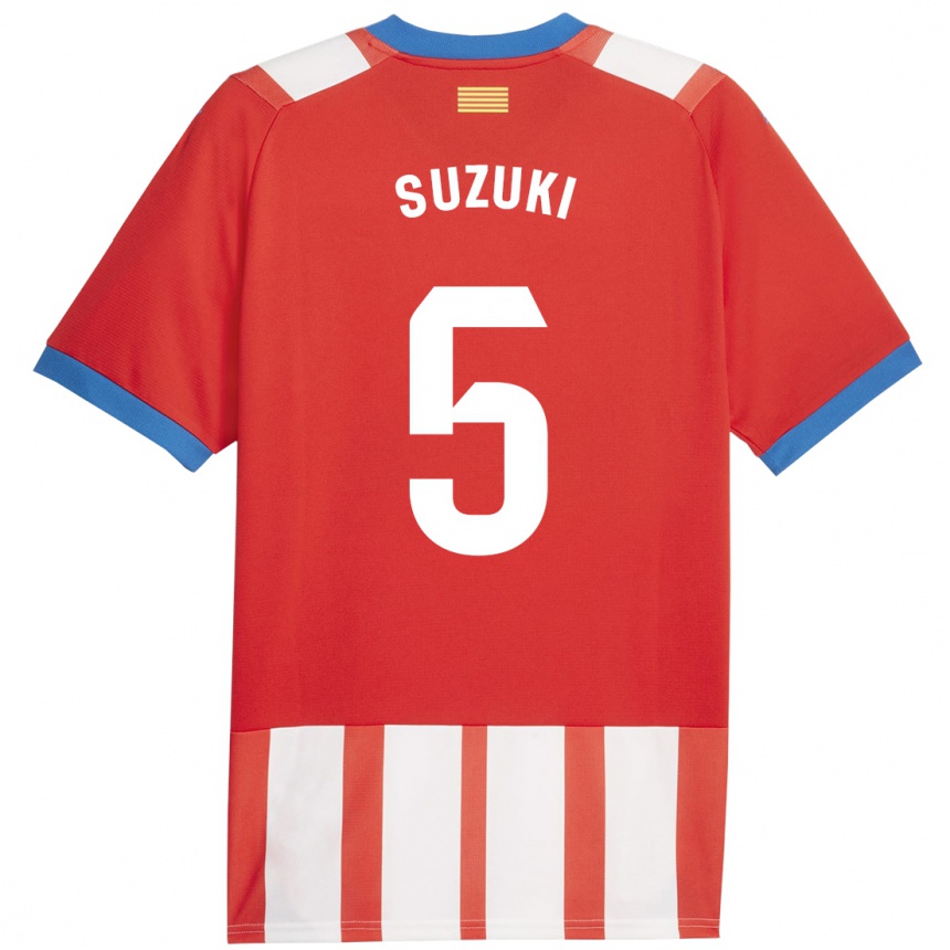 Niño Fútbol Camiseta Wadi Ibrahim Suzuki #5 Rojo Blanco 1ª Equipación 2023/24 México