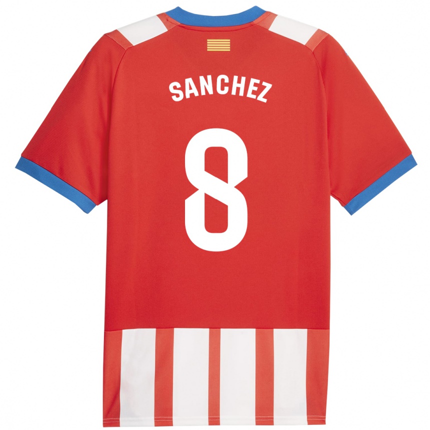 Niño Fútbol Camiseta Miguel Ángel Sánchez #8 Rojo Blanco 1ª Equipación 2023/24 México