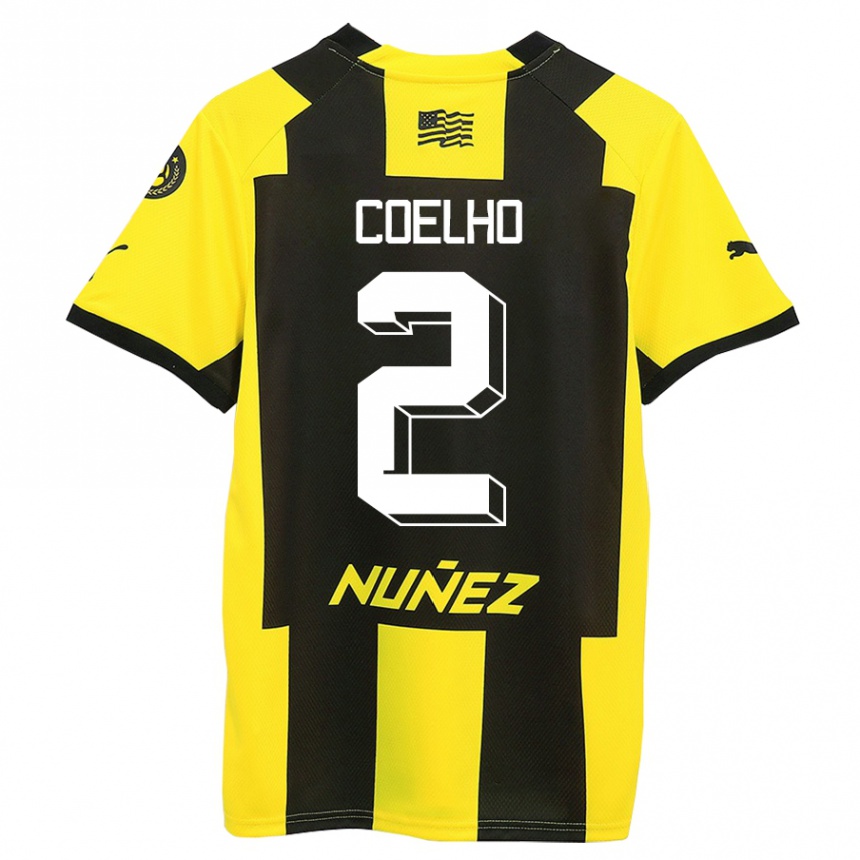 Niño Fútbol Camiseta Léo Coelho #2 Amarillo Negro 1ª Equipación 2023/24 México