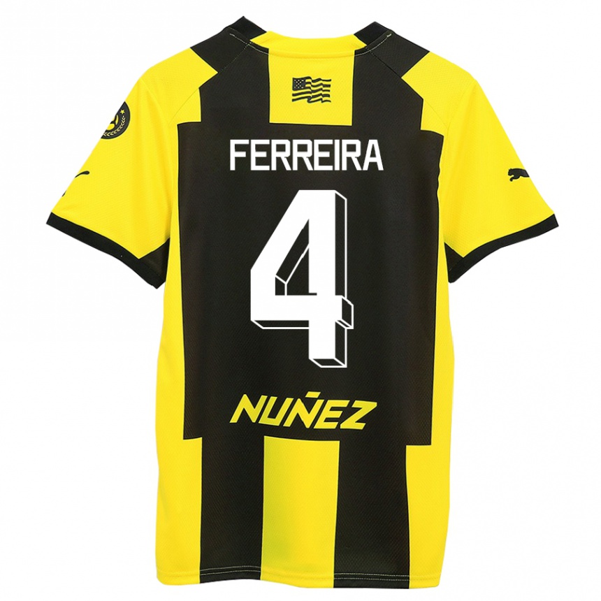 Niño Fútbol Camiseta Joaquín Ferreira #4 Amarillo Negro 1ª Equipación 2023/24 México