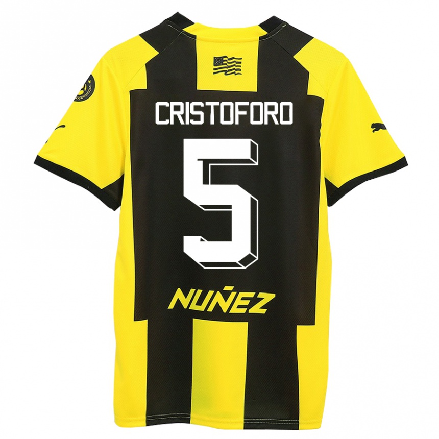 Niño Fútbol Camiseta Sebastián Cristóforo #5 Amarillo Negro 1ª Equipación 2023/24 México