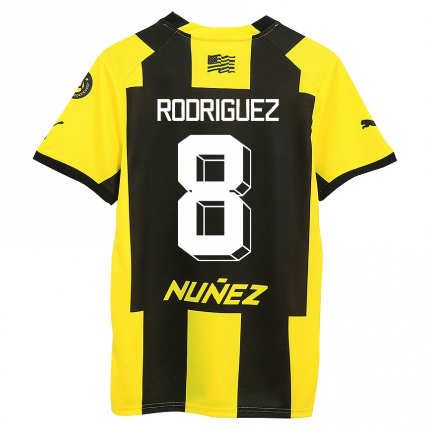 Niño Fútbol Camiseta Sebastián Rodríguez #8 Amarillo Negro 1ª Equipación 2023/24 México