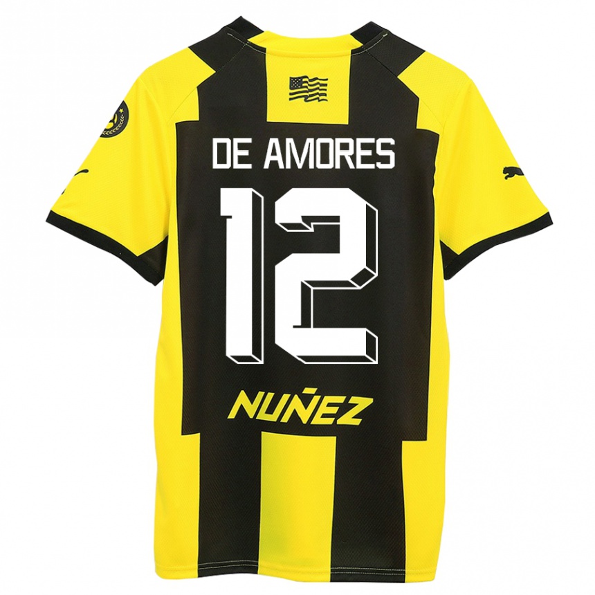 Niño Fútbol Camiseta Guillermo De Amores #12 Amarillo Negro 1ª Equipación 2023/24 México