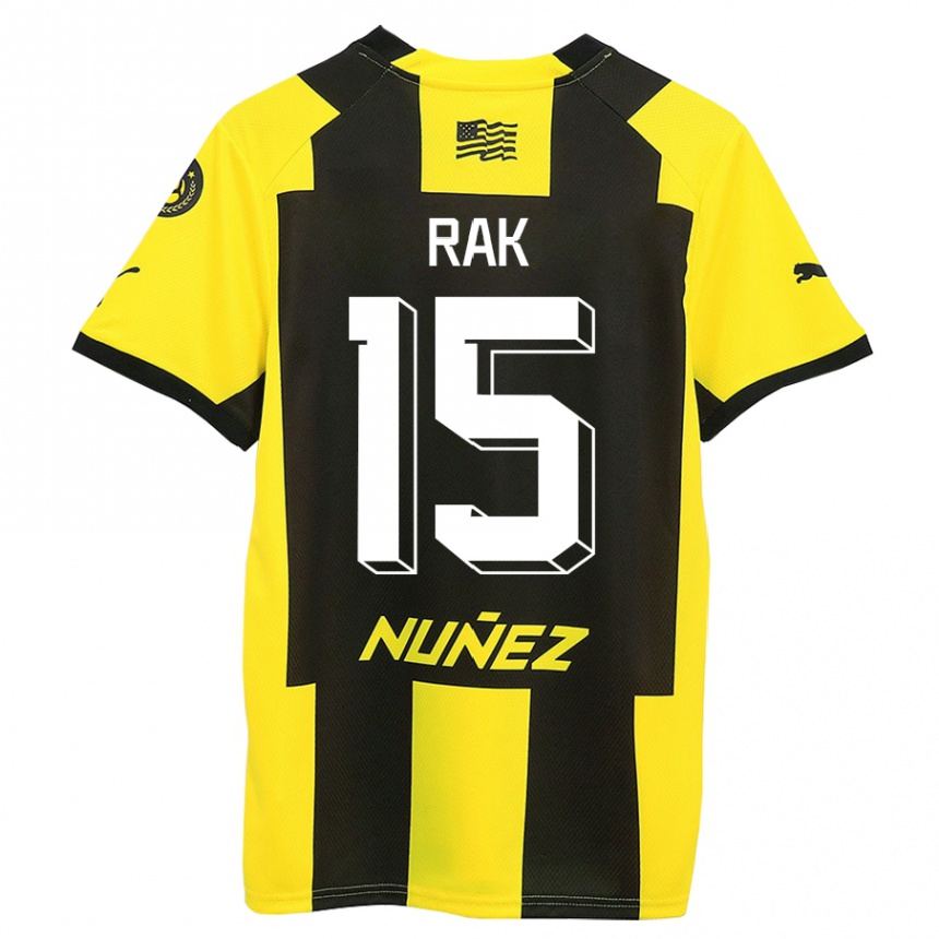 Niño Fútbol Camiseta Yonatthan Rak #15 Amarillo Negro 1ª Equipación 2023/24 México