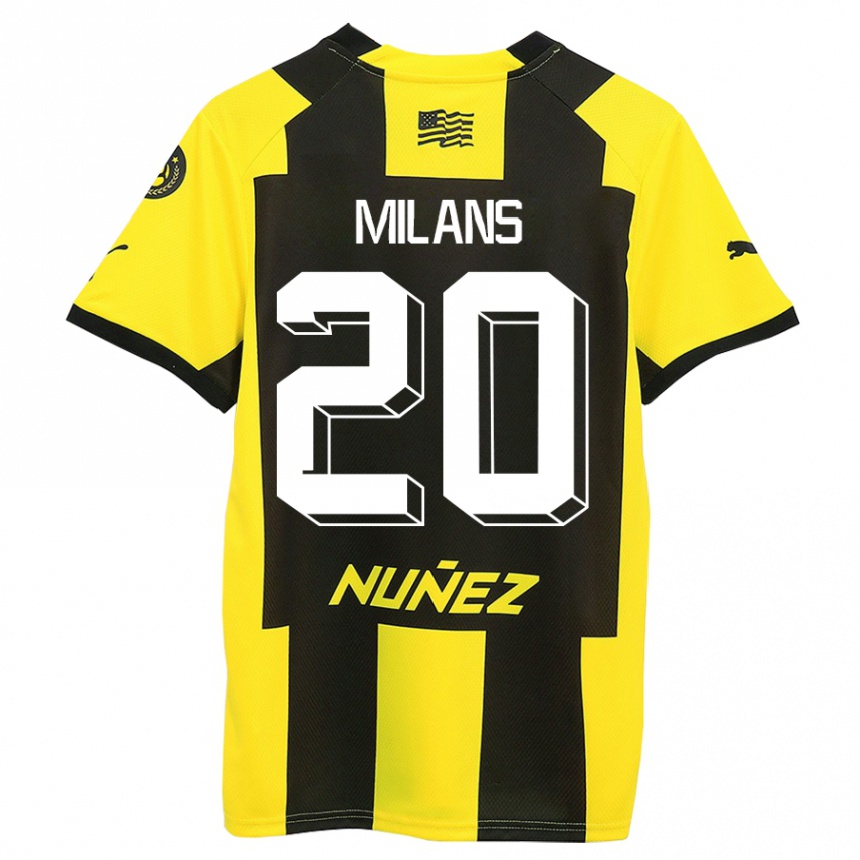 Niño Fútbol Camiseta Pedro Milans #20 Amarillo Negro 1ª Equipación 2023/24 México