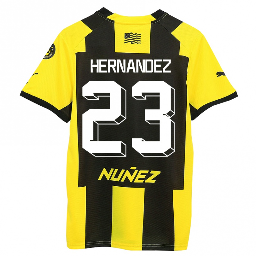 Niño Fútbol Camiseta Abel Hernández #23 Amarillo Negro 1ª Equipación 2023/24 México