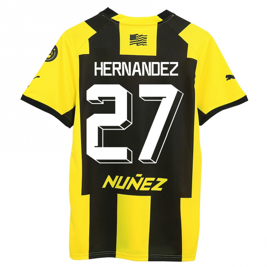 Niño Fútbol Camiseta Lucas Hernández #27 Amarillo Negro 1ª Equipación 2023/24 México