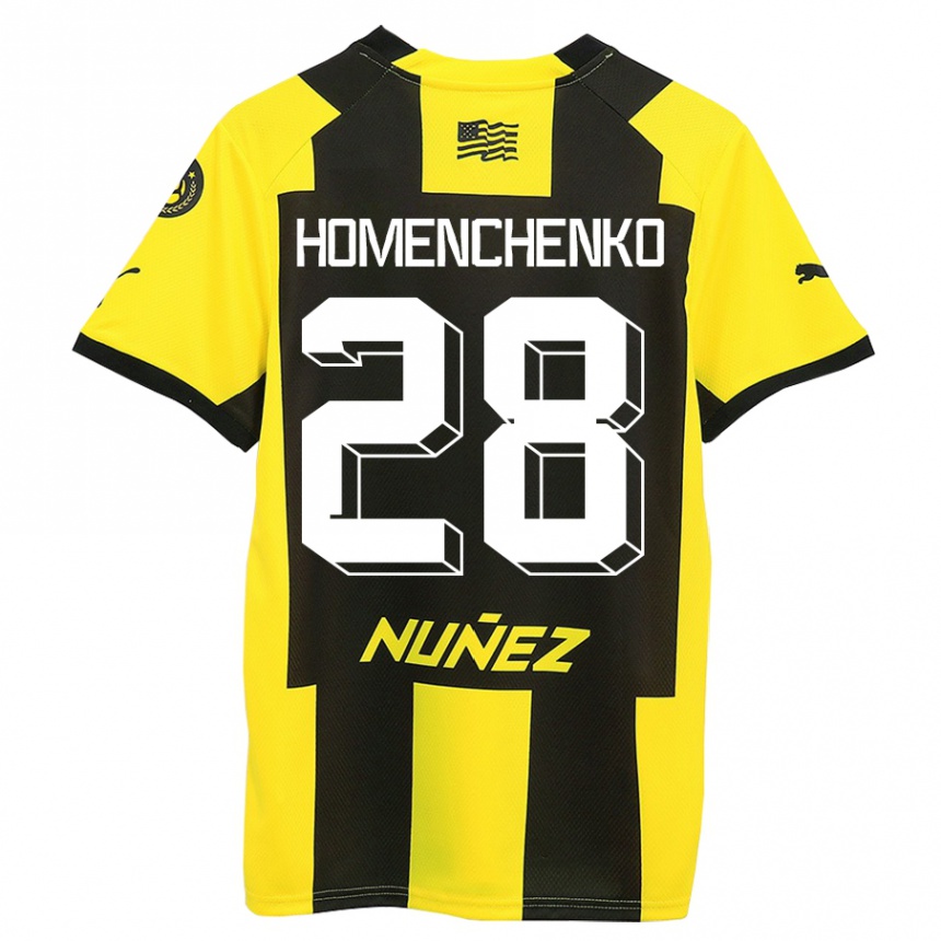 Niño Fútbol Camiseta Santiago Homenchenko #28 Amarillo Negro 1ª Equipación 2023/24 México