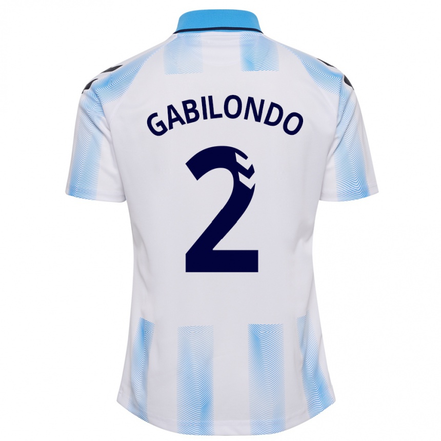 Niño Fútbol Camiseta Jokin Gabilondo #2 Blanco Azul 1ª Equipación 2023/24 México