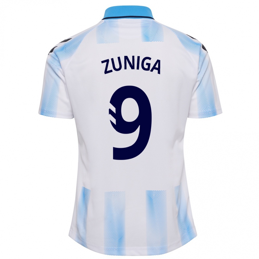 Niño Fútbol Camiseta Loren Zúñiga #9 Blanco Azul 1ª Equipación 2023/24 México