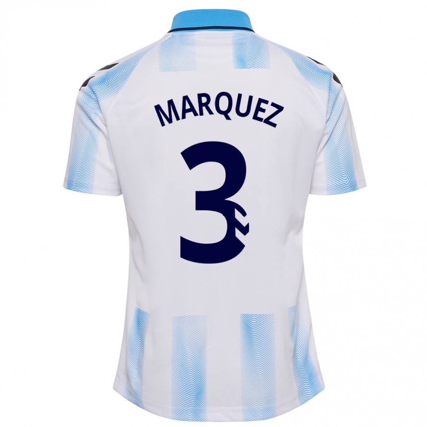 Niño Fútbol Camiseta David Márquez #3 Blanco Azul 1ª Equipación 2023/24 México