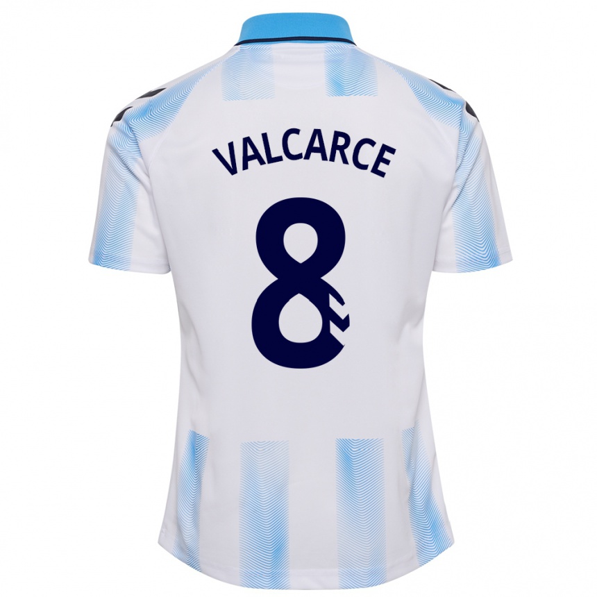 Niño Fútbol Camiseta Alejandro Valcarce #8 Blanco Azul 1ª Equipación 2023/24 México