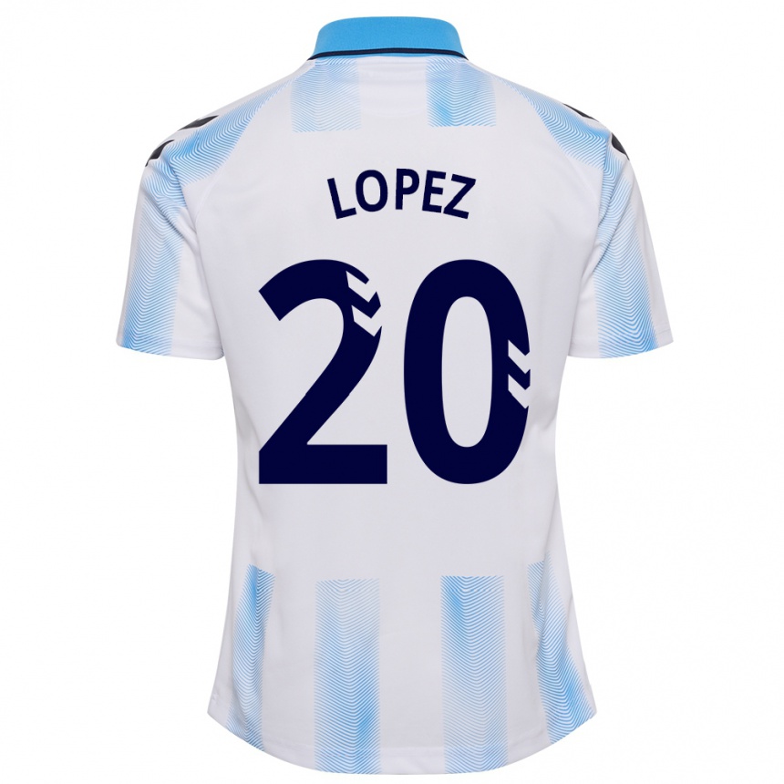 Niño Fútbol Camiseta Adri López #20 Blanco Azul 1ª Equipación 2023/24 México