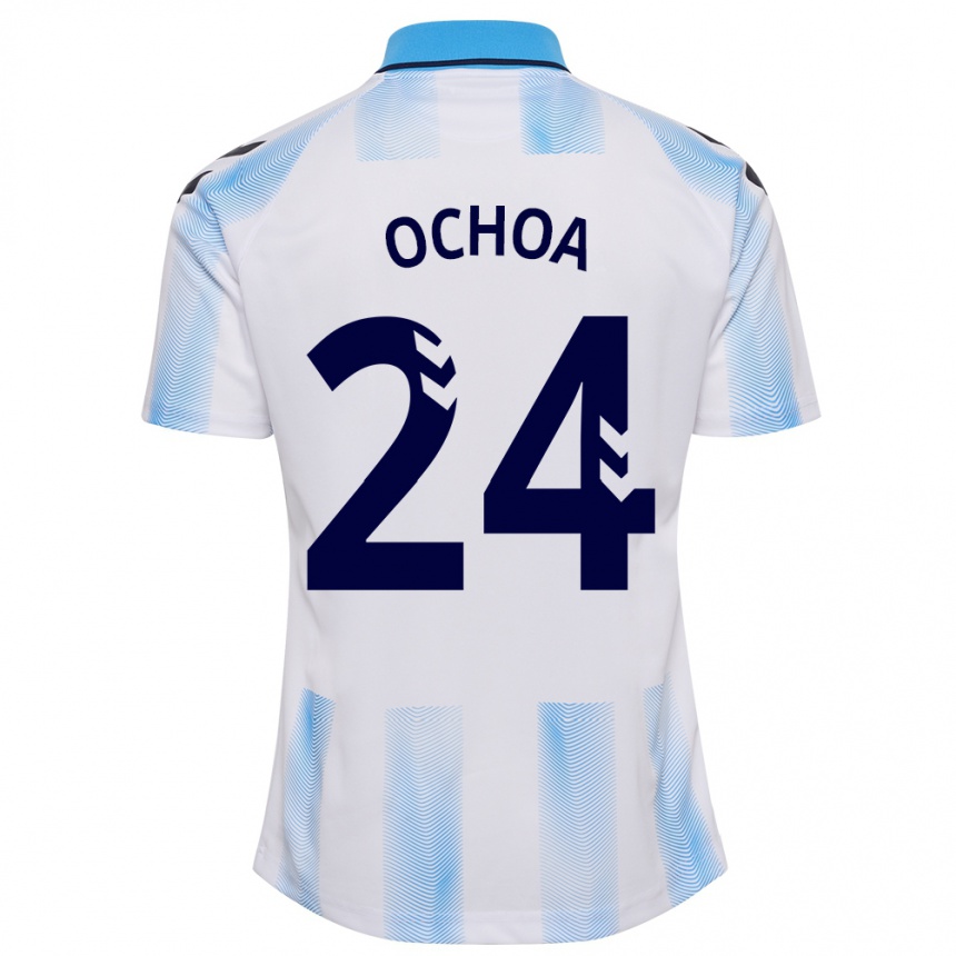 Niño Fútbol Camiseta Aarón Ochoa #24 Blanco Azul 1ª Equipación 2023/24 México