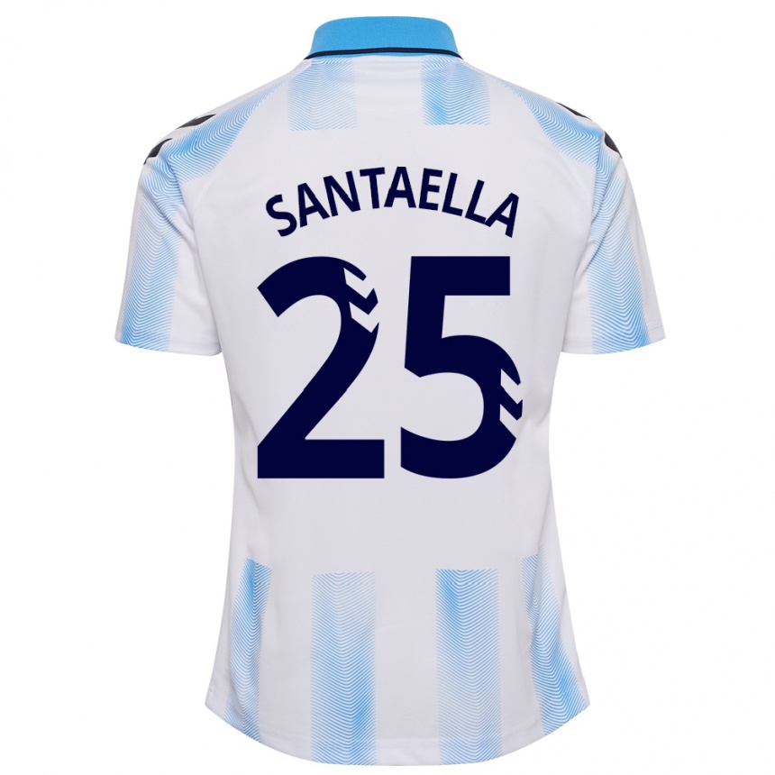 Niño Fútbol Camiseta Miguel Ángel Santaella #25 Blanco Azul 1ª Equipación 2023/24 México