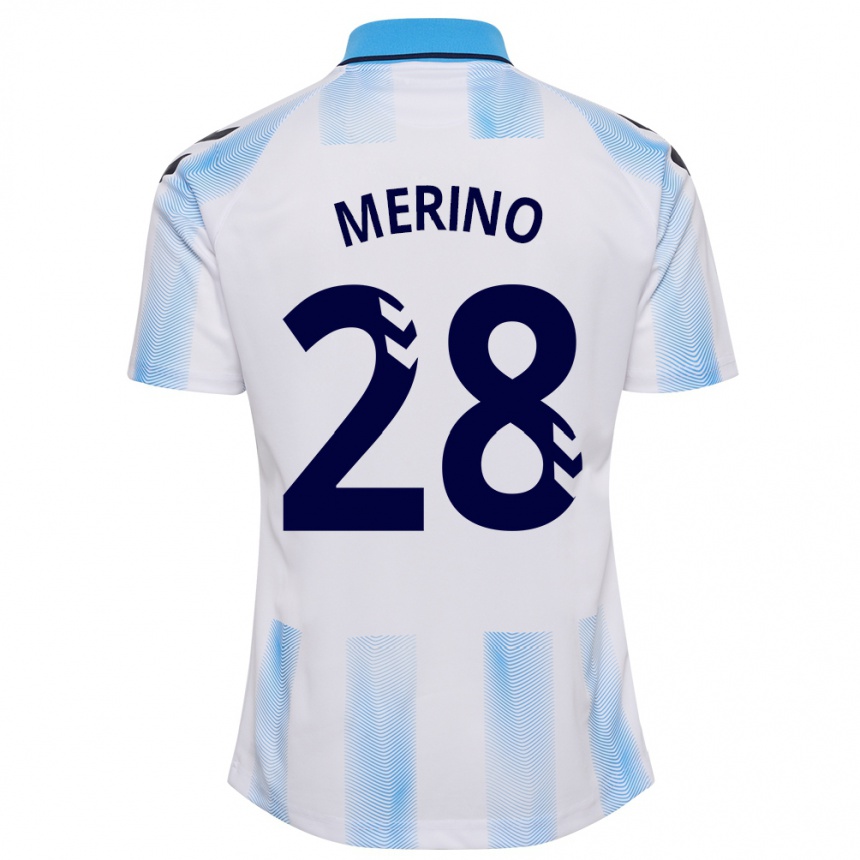 Niño Fútbol Camiseta Izan Merino #28 Blanco Azul 1ª Equipación 2023/24 México