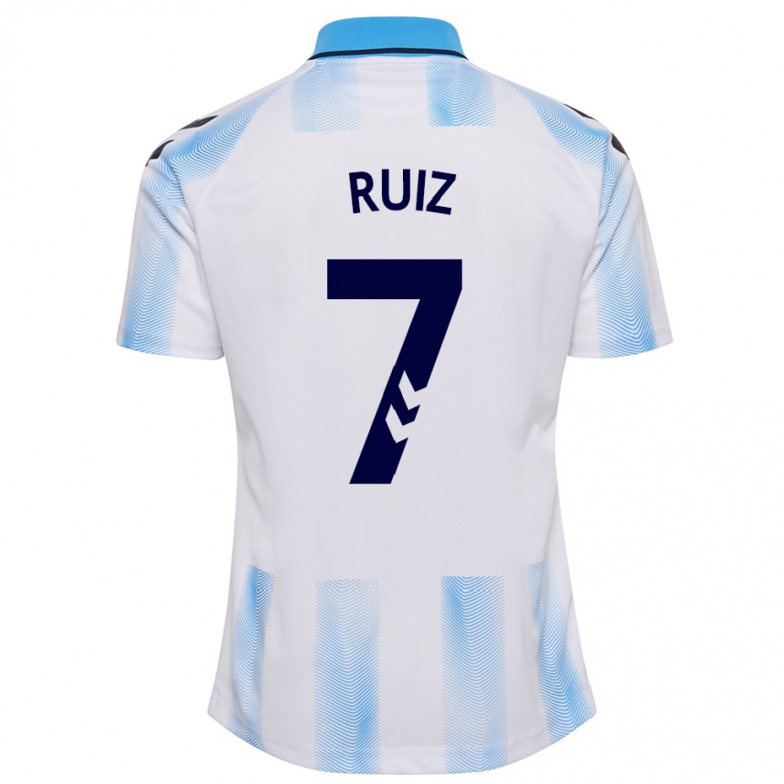 Niño Fútbol Camiseta María Ruiz #7 Blanco Azul 1ª Equipación 2023/24 México