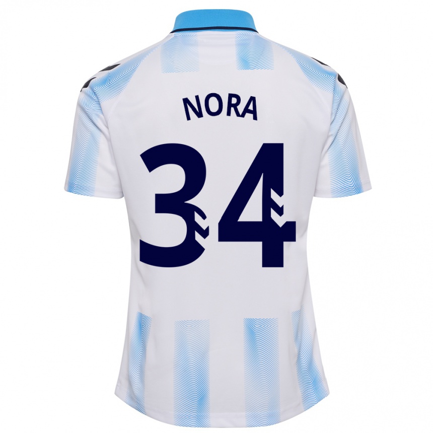 Niño Fútbol Camiseta Nora #34 Blanco Azul 1ª Equipación 2023/24 México