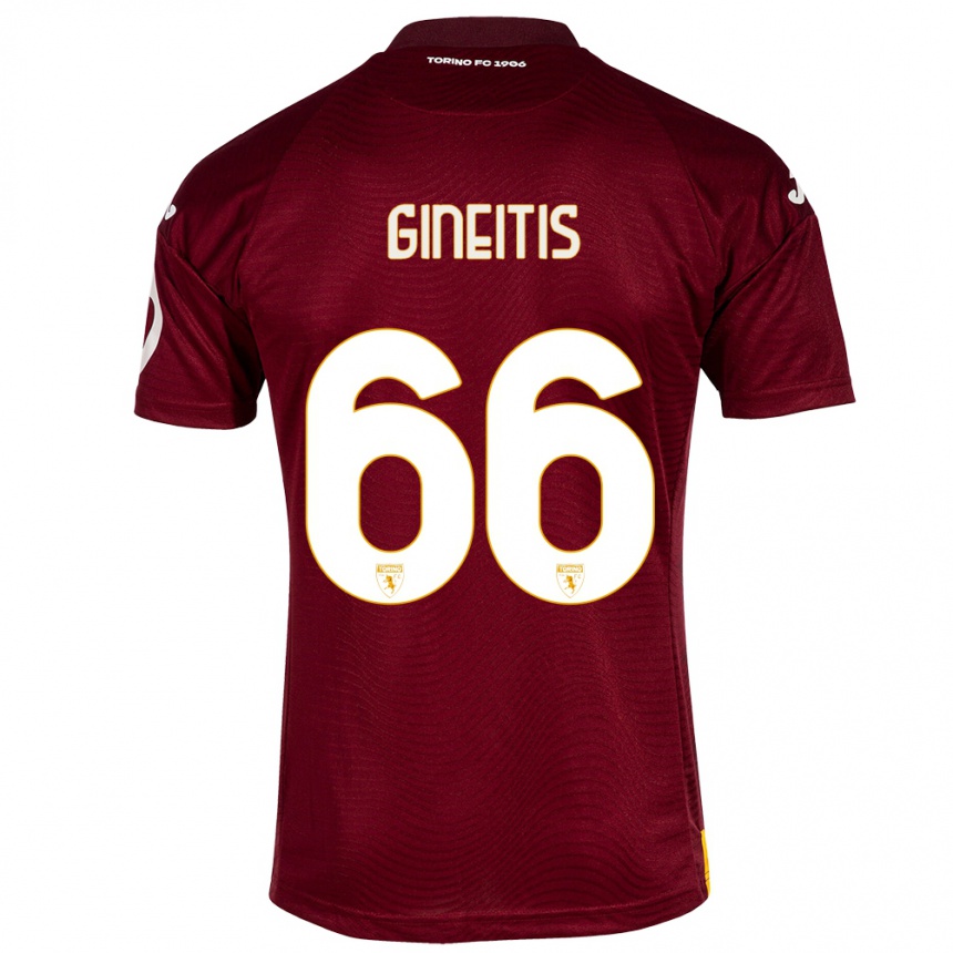 Niño Fútbol Camiseta Gvidas Gineitis #66 Rojo Oscuro 1ª Equipación 2023/24 México