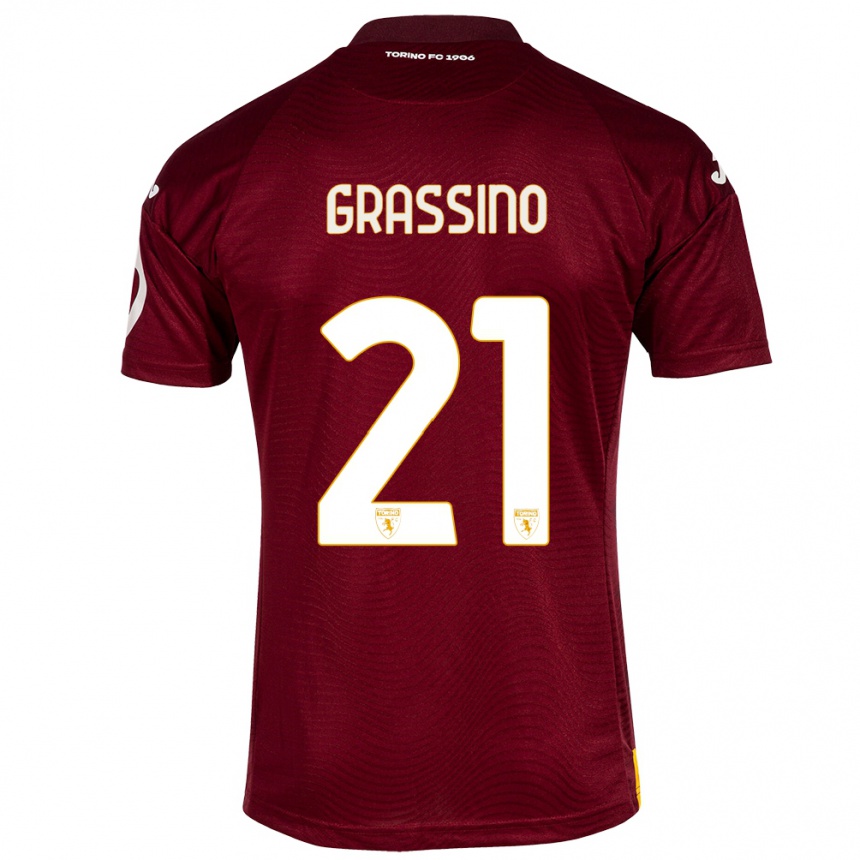 Niño Fútbol Camiseta Giulia Grassino #21 Rojo Oscuro 1ª Equipación 2023/24 México