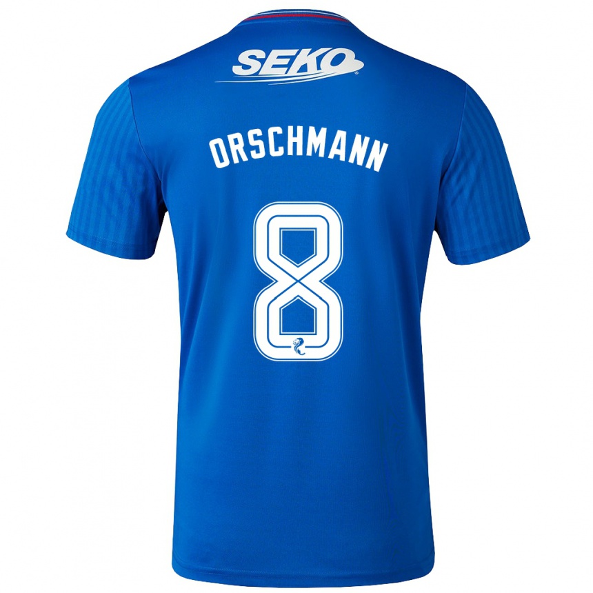 Niño Fútbol Camiseta Dina Orschmann #8 Azul 1ª Equipación 2023/24 México