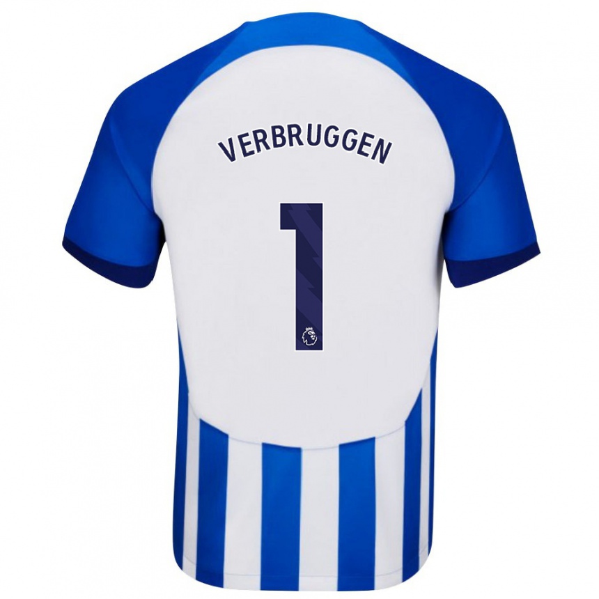 Niño Fútbol Camiseta Bart Verbruggen #1 Azul 1ª Equipación 2023/24 México