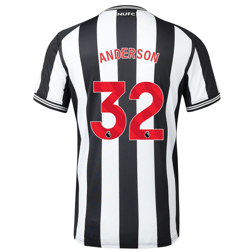 Niño Fútbol Camiseta Elliot Anderson #32 Blanco Negro 1ª Equipación 2023/24 México