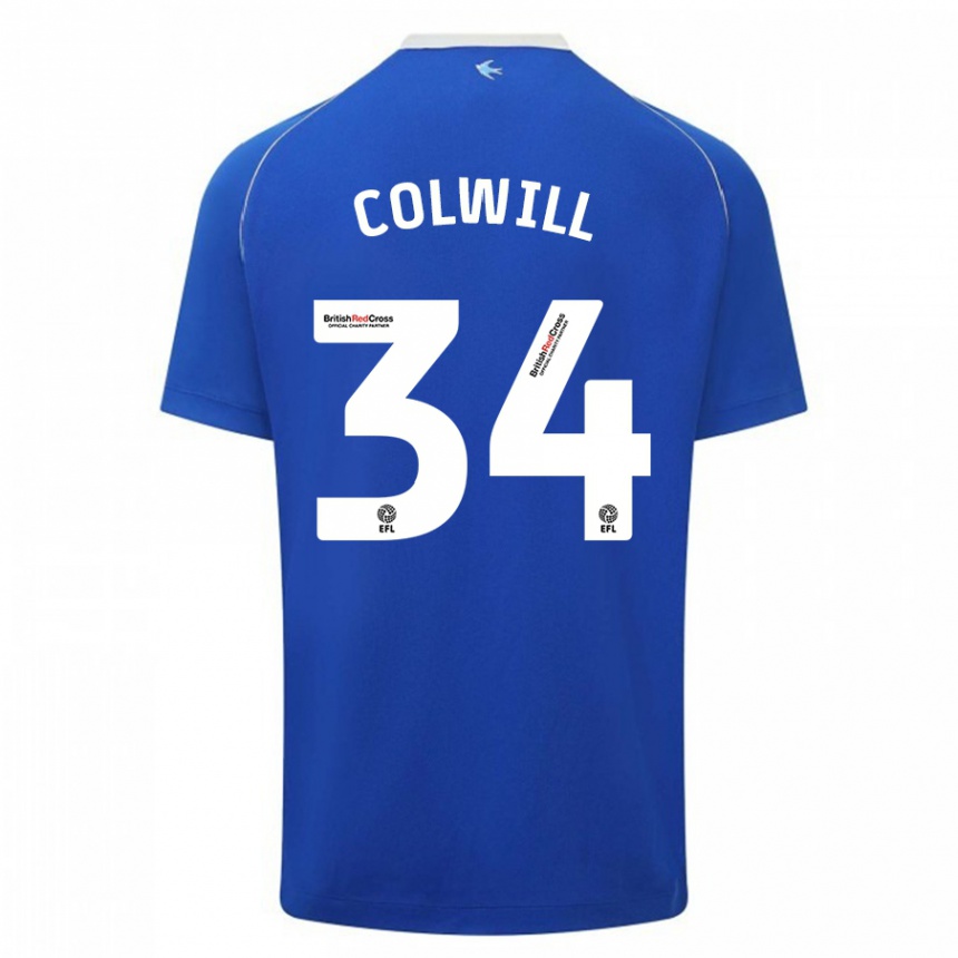 Niño Fútbol Camiseta Joel Colwill #34 Azul 1ª Equipación 2023/24 México