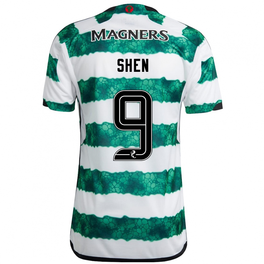 Niño Fútbol Camiseta Shen Mengyu #9 Verde 1ª Equipación 2023/24 México