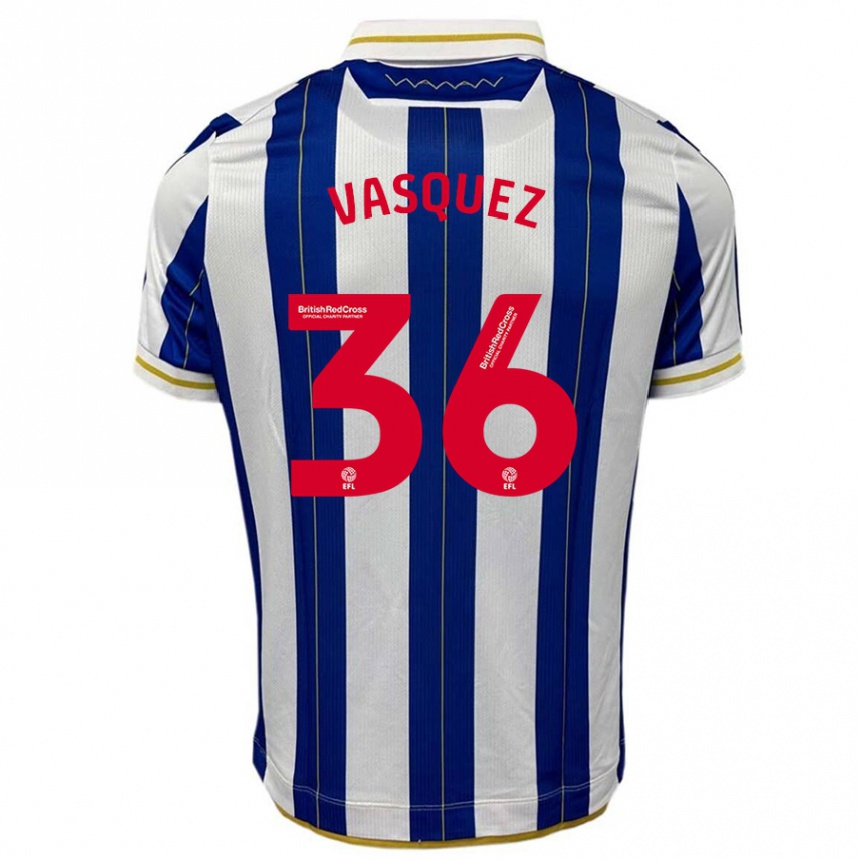 Niño Fútbol Camiseta Devis Vásquez #36 Azul Blanco 1ª Equipación 2023/24 México