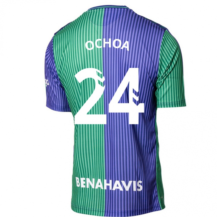 Niño Fútbol Camiseta Aarón Ochoa #24 Verde Azul 2ª Equipación 2023/24 México