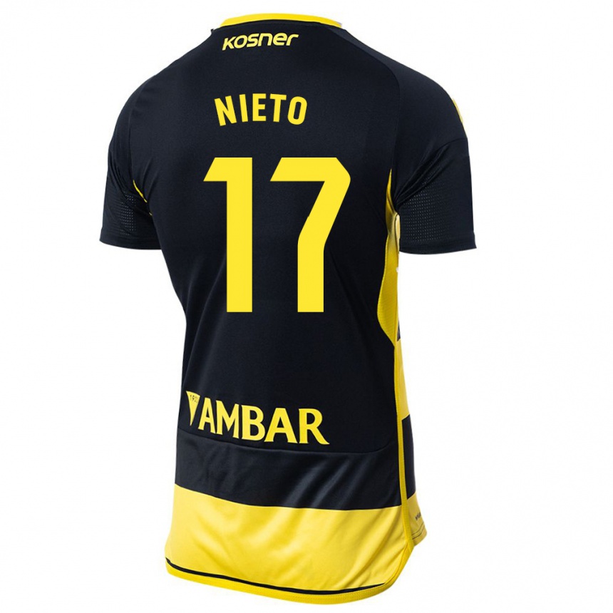Niño Fútbol Camiseta Carlos Nieto #17 Negro Amarillo 2ª Equipación 2023/24 México