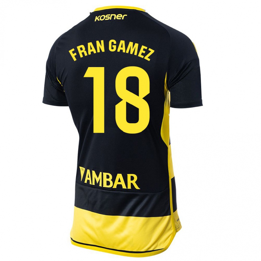 Niño Fútbol Camiseta Fran Gámez #18 Negro Amarillo 2ª Equipación 2023/24 México