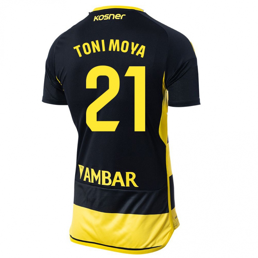 Niño Fútbol Camiseta Toni Moya #21 Negro Amarillo 2ª Equipación 2023/24 México