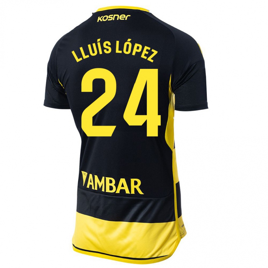 Niño Fútbol Camiseta Lluís López #24 Negro Amarillo 2ª Equipación 2023/24 México