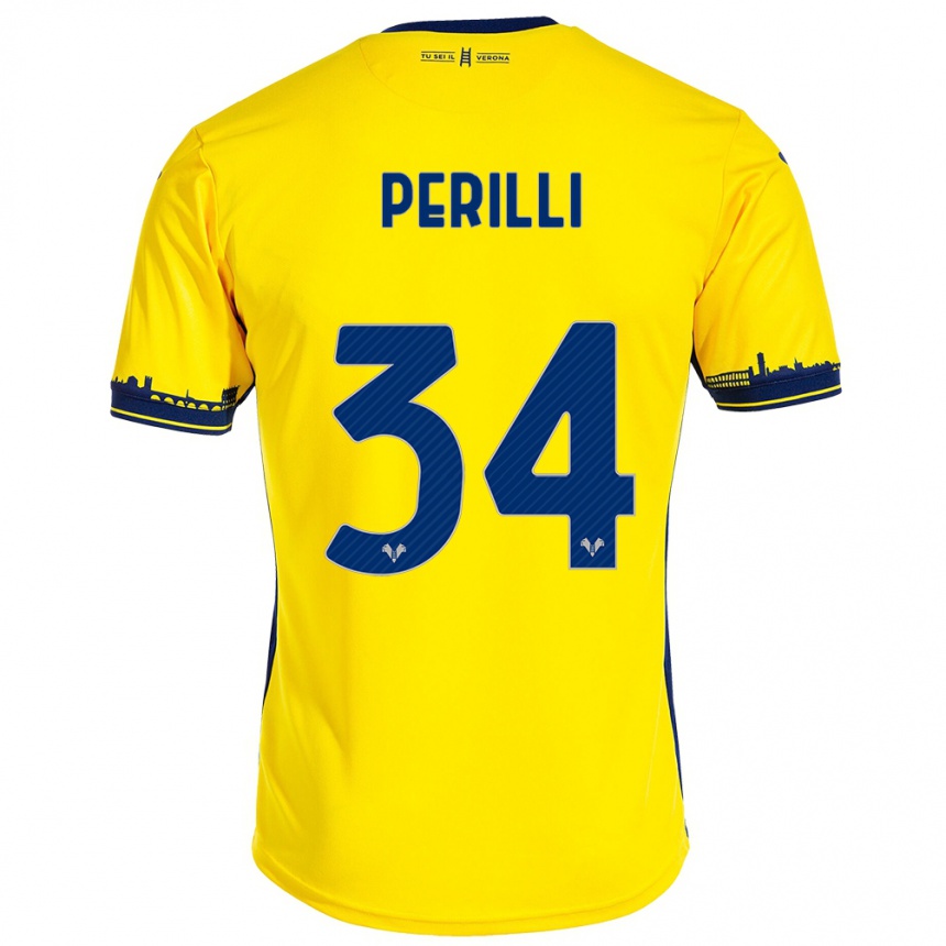 Niño Fútbol Camiseta Simone Perilli #34 Amarillo 2ª Equipación 2023/24 México