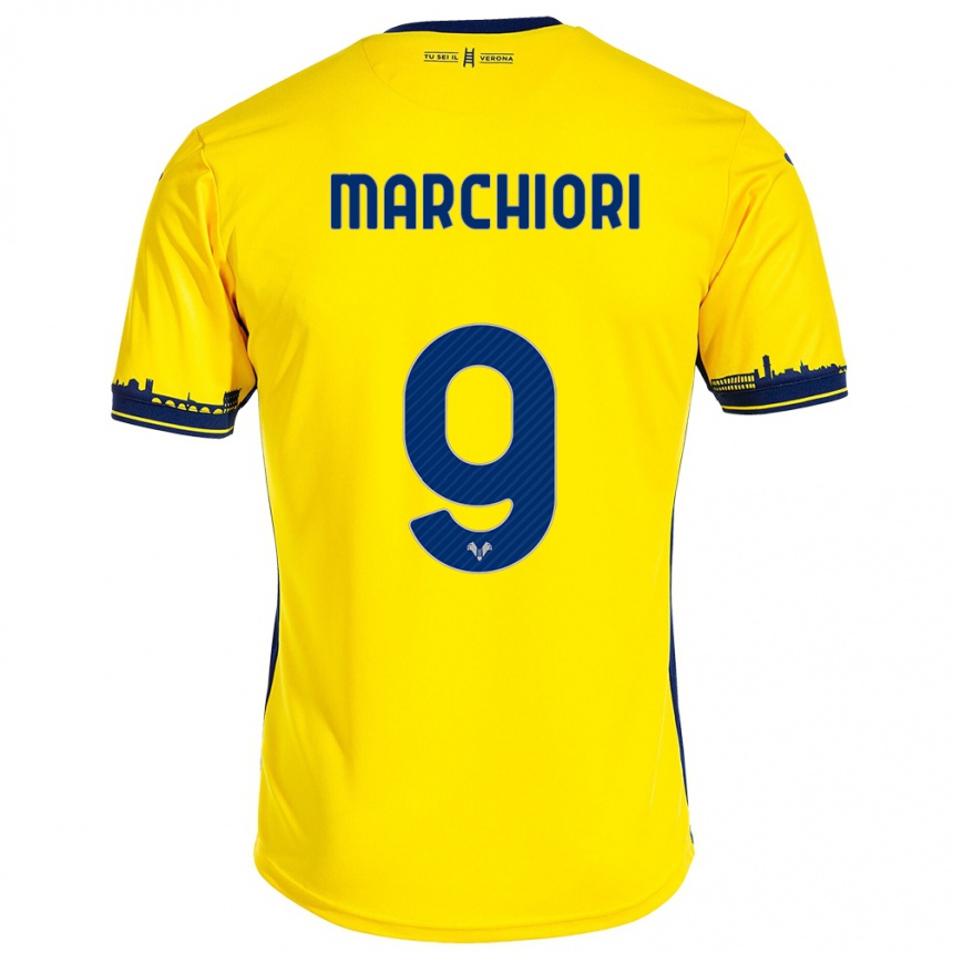 Niño Fútbol Camiseta Giorgia Marchiori #9 Amarillo 2ª Equipación 2023/24 México