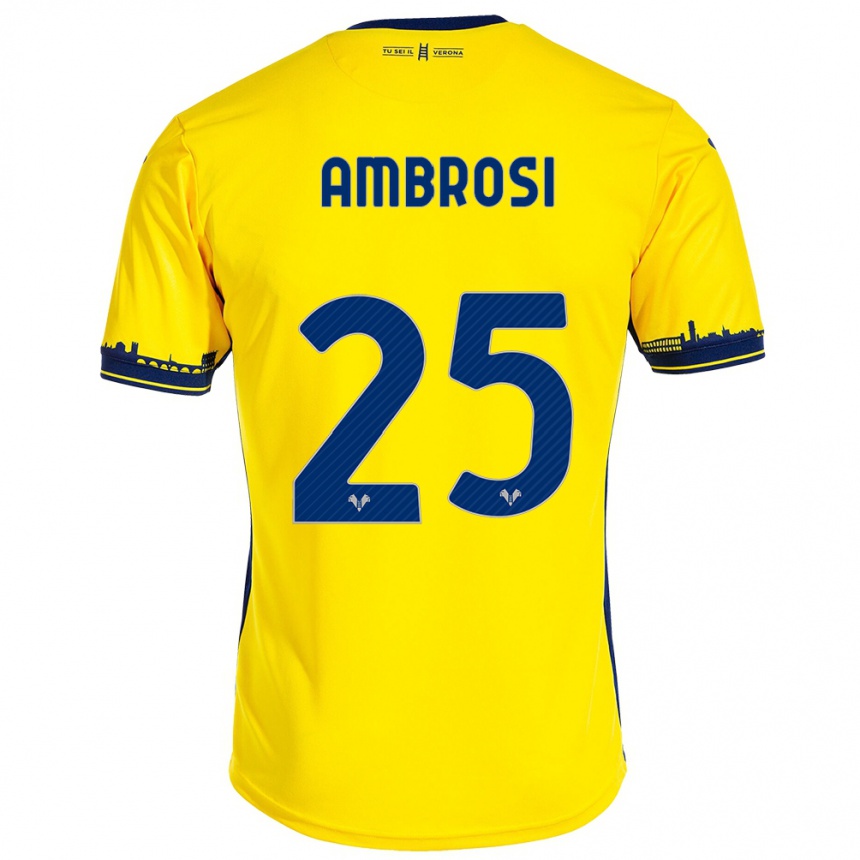 Niño Fútbol Camiseta Caterina Ambrosi #25 Amarillo 2ª Equipación 2023/24 México